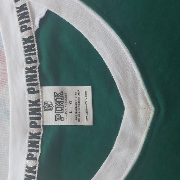 GREENBAY PACKER Victoria's Secret Pink v-neck long sleeve jersey size L like new - Picture 5 of 8